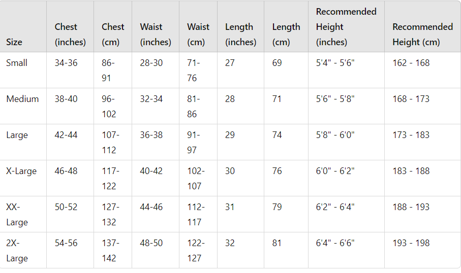 Jersey sizing